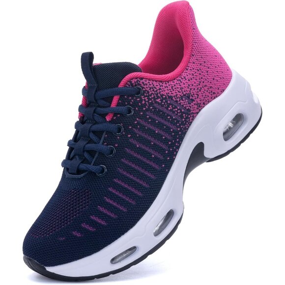 Women Rosered Slip On Running Shoes Tennis Sneakers Arch Support for Workout - Picture 3 of 6